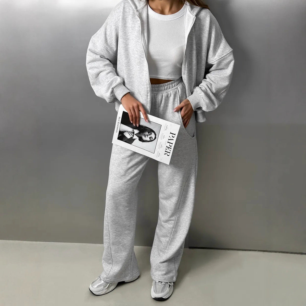 Damen Sportliches Oversized Sweatshirt und Jogginghose Set R&B