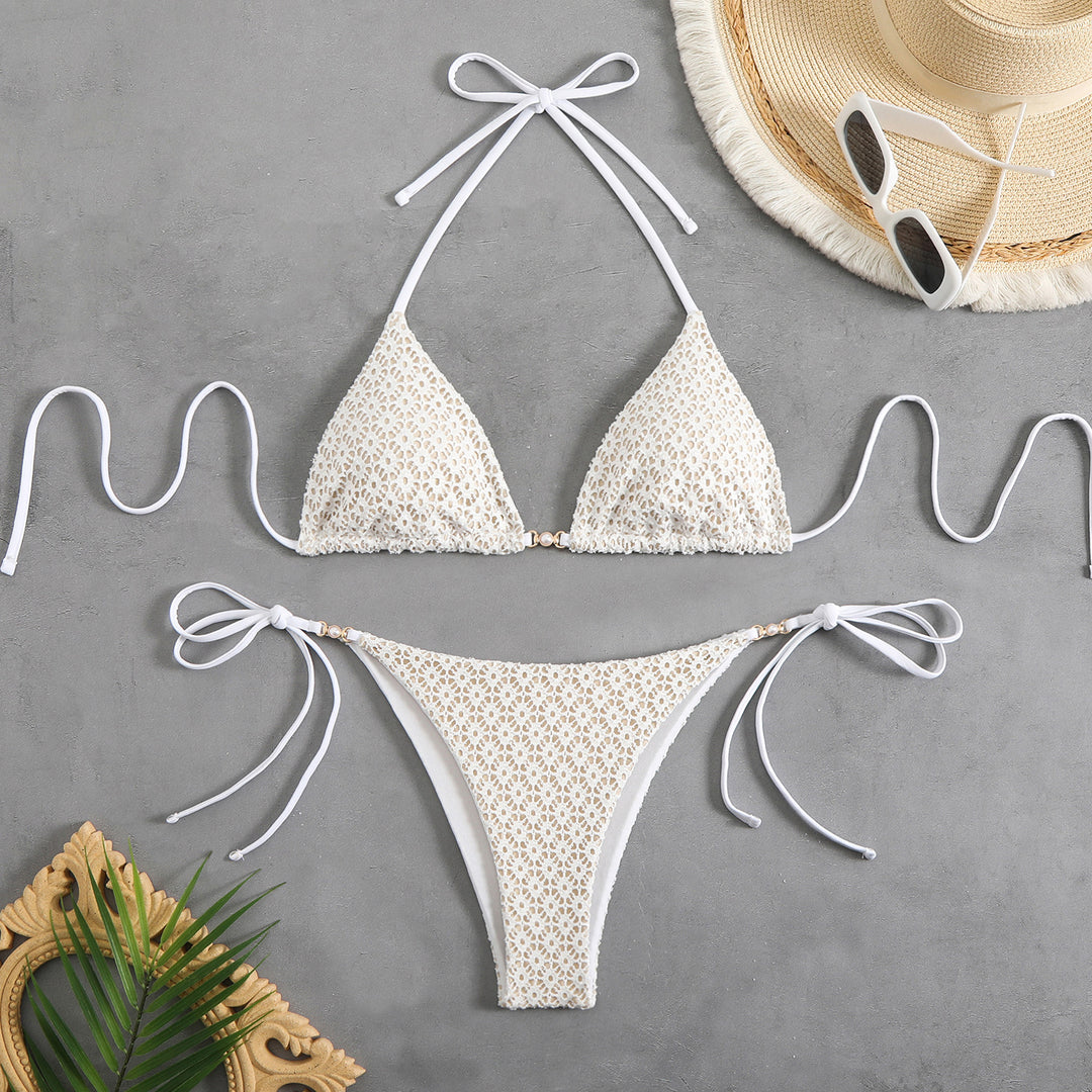 Damen Triangel-Bikini-Set mit verstellbaren Trägern und elegantem Mustermix R&B