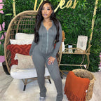 Damen Sportliches Jogginganzug-Set mit figurbetontem Schnitt und praktischen Taschen R&B
