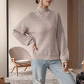 Damen Grobstrickpullover mit Rollkragen und lässigem Schnitt R&B