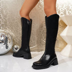 Damen Edle Overknee Stiefel mit modernem Blockabsatz R&B