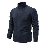 Herren nan Feinstrick-Rollkragenpullover mit strukturierter Zopfmuster-Struktur und körpernahem Schnitt R&B