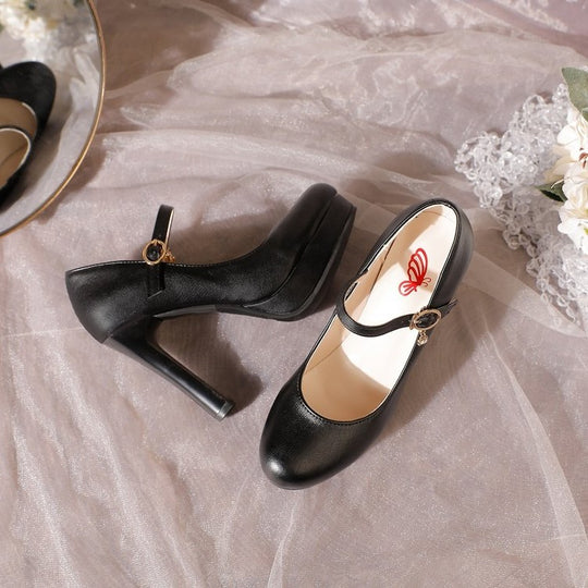 Damen Plateau-Pumps mit verstellbarem Riemchen und eleganter Schnalle R&B