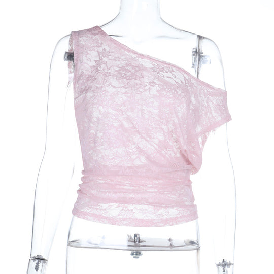 Damen Spitzen-Oberteil mit asymmetrischem Schnitt und raffiniertem Design R&B