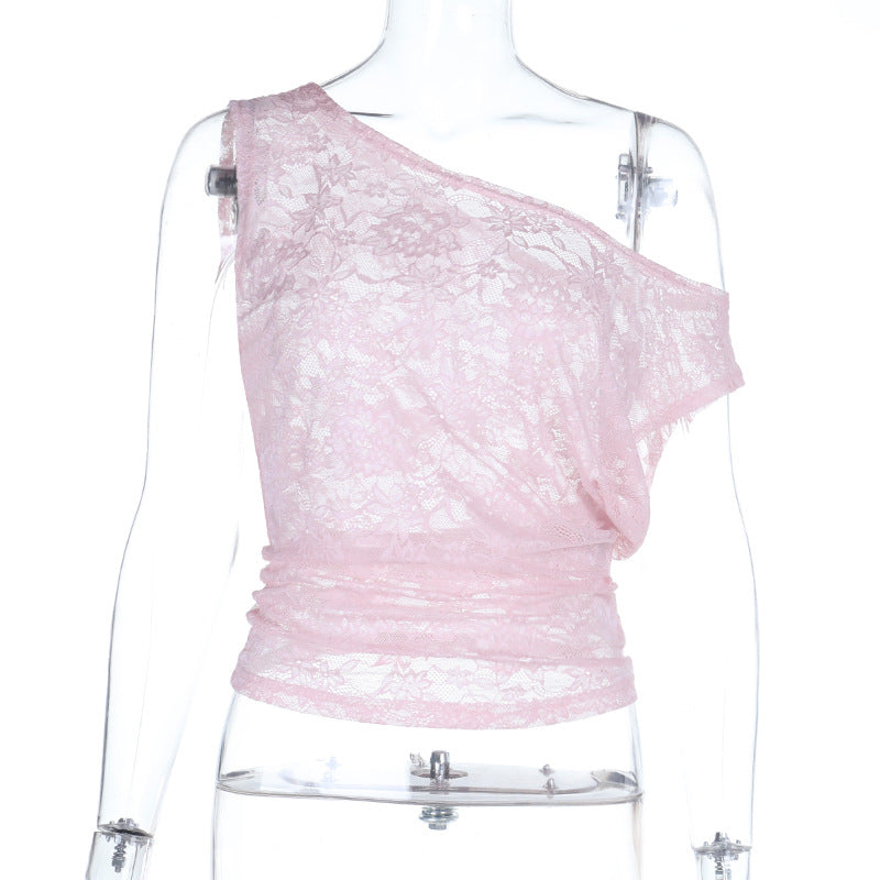 Damen Spitzen-Oberteil mit asymmetrischem Schnitt und raffiniertem Design R&B