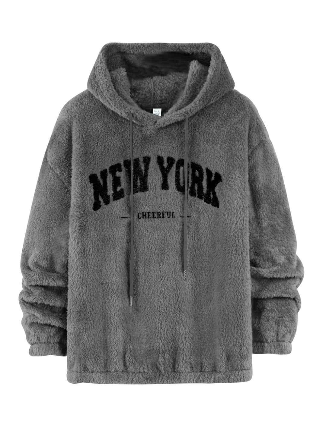 Unisex nan kuscheliger Plüsch-Hoodie mit Chenille-Logo, Kapuze und elastischem Saum R&B