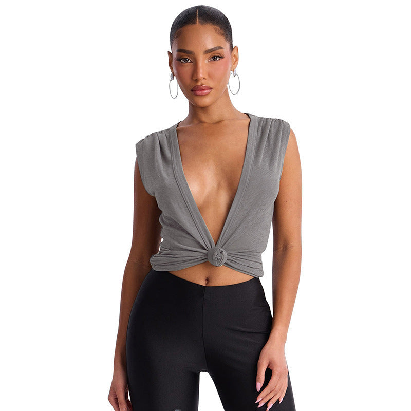 Damen Kurzflügel-Top mit Knoten-Detail und figurbetonter Passform R&B