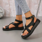Damen Komfortable Zehentrenner-Sandalen mit verstellbarem Riemendesign R&B