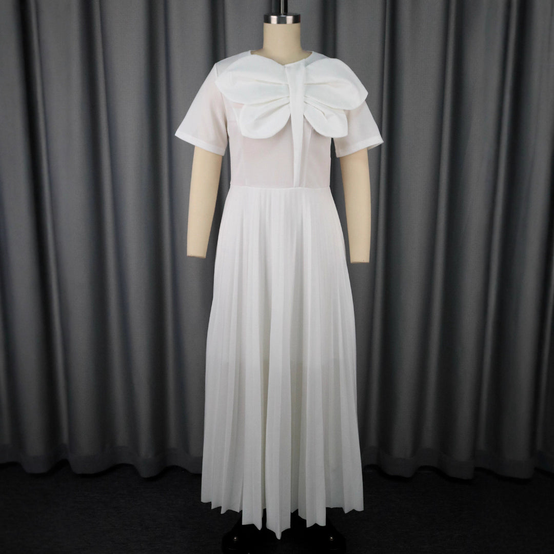 Damen Elegantes Midikleid mit voluminösem Schleifenakzent R&B