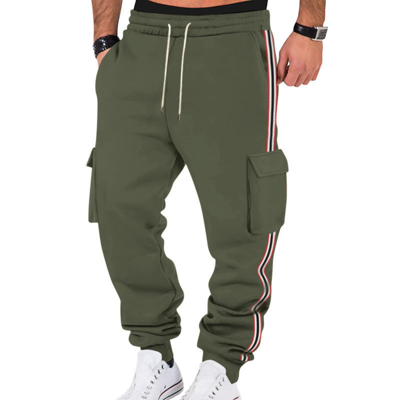 Herren nan sportliche Cargojogginghose mit Kordelzug und Klappentaschen R&B