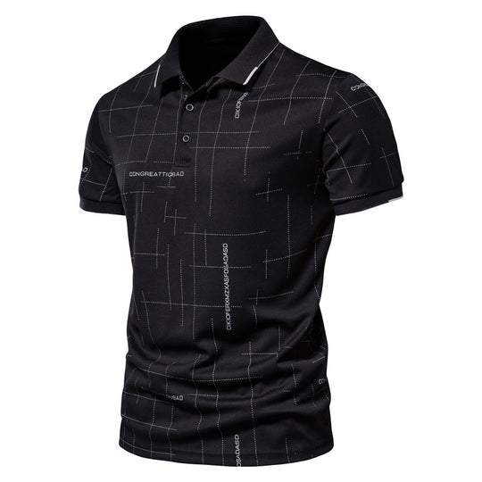 Herren Polohemd mit modernem Schnitt und grafischem Muster R&B