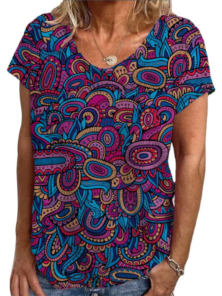 Damen Lockere Bluse mit buntem Paisleymuster R&B