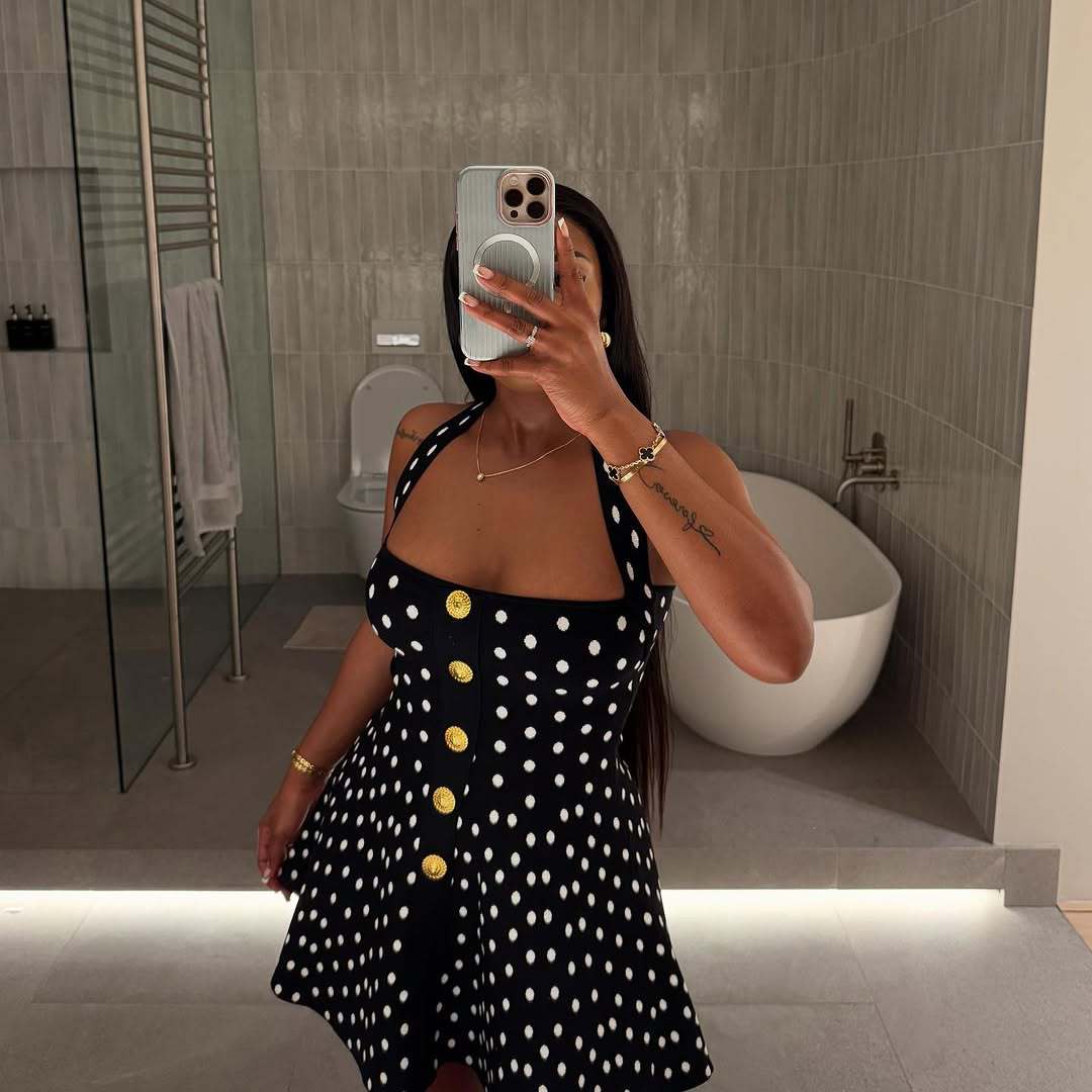 Damen Minikleid mit Punkten und Knopfleiste R&B