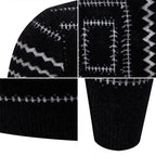 Damen Strickpullover mit geometrischem Muster und hohem Kragen R&B