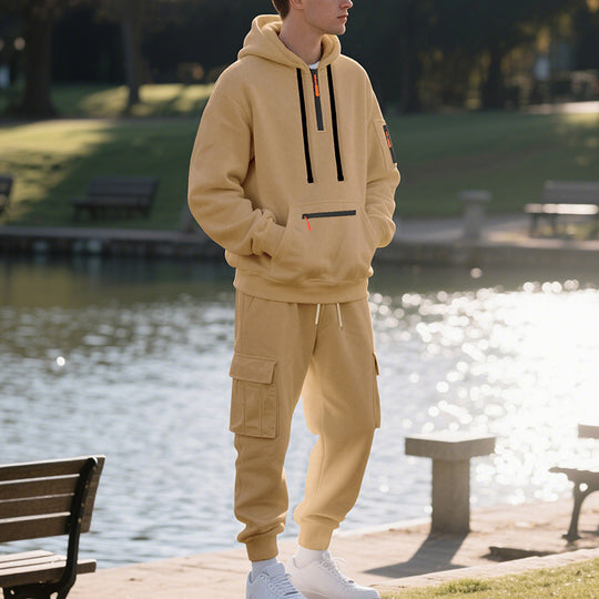 Herren sportliches Hoodie und Bundhose Set mit praktischen Taschen R&B