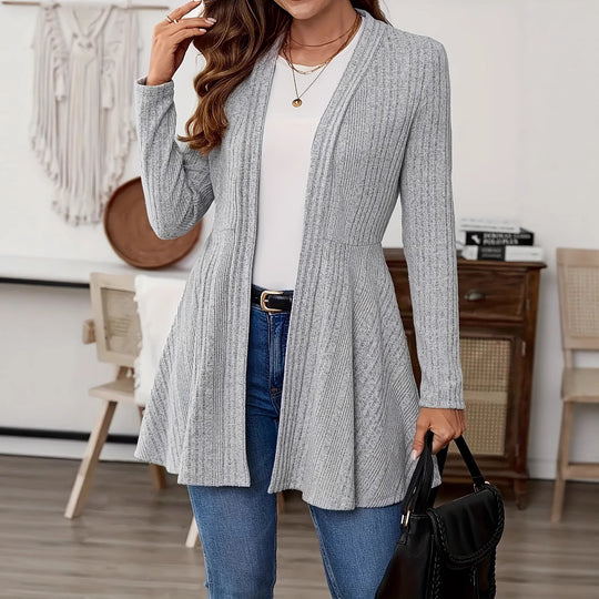 Damen Lange Strickjacke mit schwingendem Saum R&B