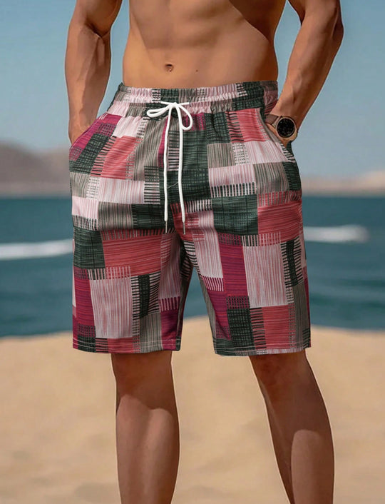 Herren stylische Bade-Shorts mit modernem Graphikmuster R&B