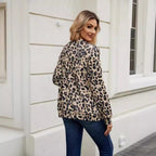 Damen modisches Oberteil mit Leopardenmuster und modernem Kragen R&B