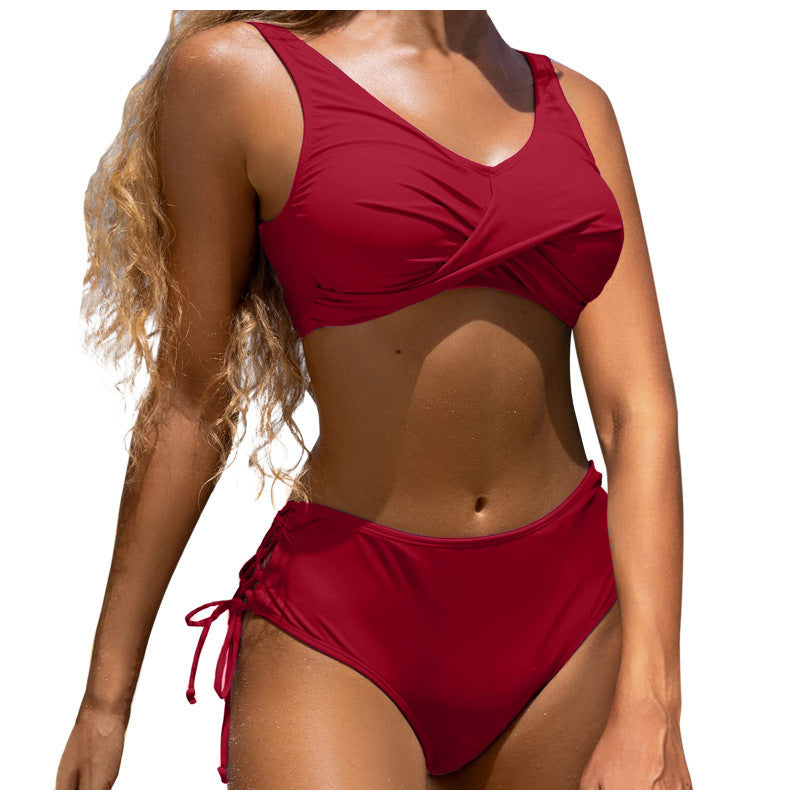 Damen Hochgeschnittener Bikini mit raffiniertem Wickeldetail R&B