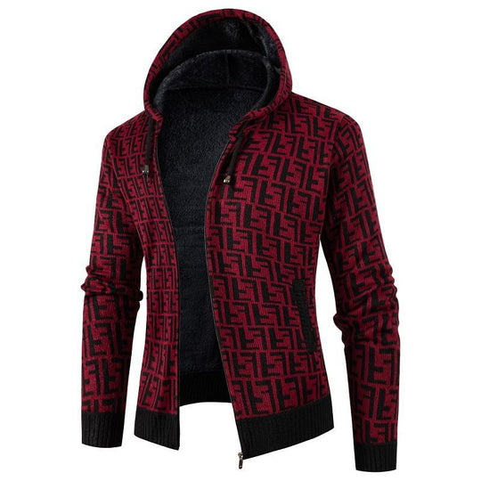Herren Strickjacke mit modernem Zopfmuster und kuscheligem Innenfutter R&B