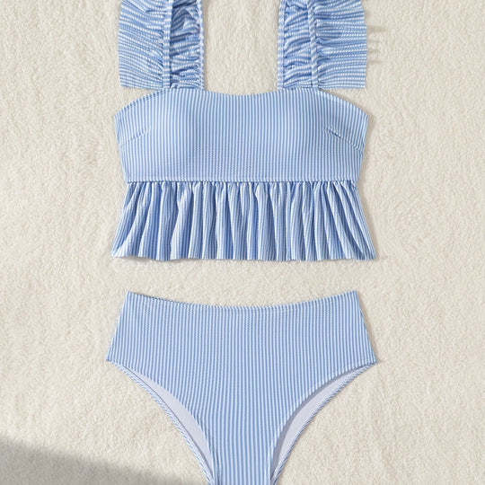 Damen Bandeau-Bikini mit Rüschen und hohem Bund R&B