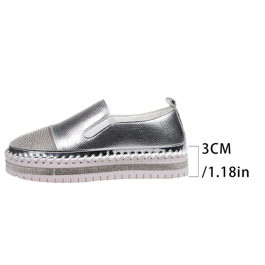 Damen Slip-On Sneakers mit funkelndem Obermaterial und bequemer Sohle R&B