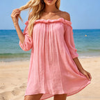 Damen Off-Shoulder Strandkleid R&B