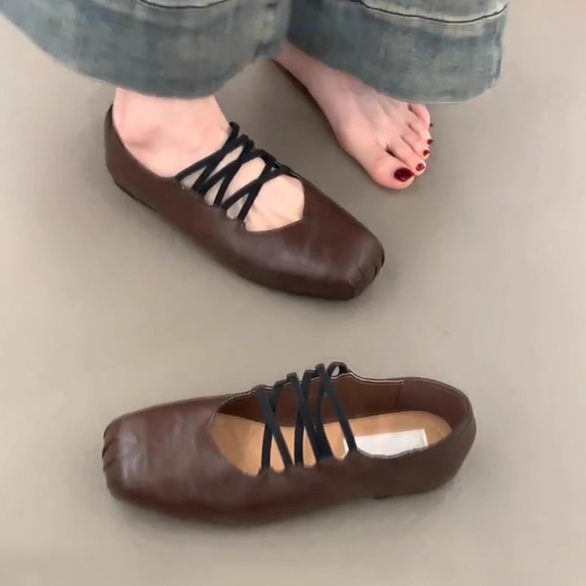 Damen Ballerinas mit innovativem Kreuzband-Design R&B