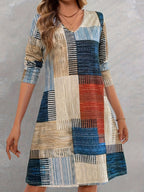 Damen Freizeitkleid mit grafischem Muster und lockerem Schnitt R&B
