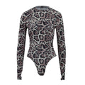 Damen Langarm Bodysuit mit modischem Animal Print EB