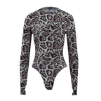 Damen Langarm Bodysuit mit modischem Animal Print EB