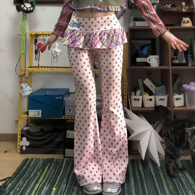 Damen Figurbetonte Flared-Hose mit Rüschendetail R&B