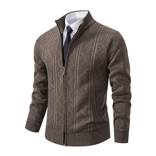 Herren modische Strickjacke mit hohem Kragen und Reißverschluss R&B
