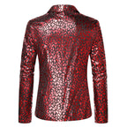 Herren eleganter Pailletten-Blazer mit modernem Leopardenmuster