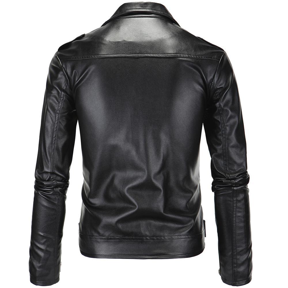 Herren stylische Bikerjacke aus hochwertigem Kunstleder R&B