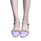 Damen Slingback Ballerinas mit floralem Design und eleganter Schnalle