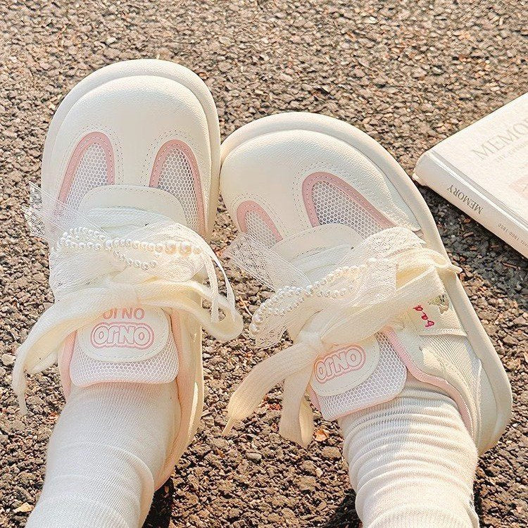 Damen Sportliche Sneaker mit modischem Spitzenelement und atmungsaktiver Oberfläche R&B