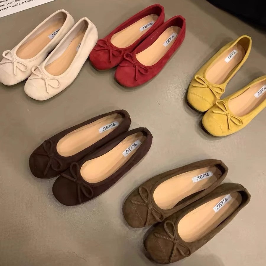 Damen elegante Ballerinas mit schimmerndem Effekt und zierlicher Schleife R&B