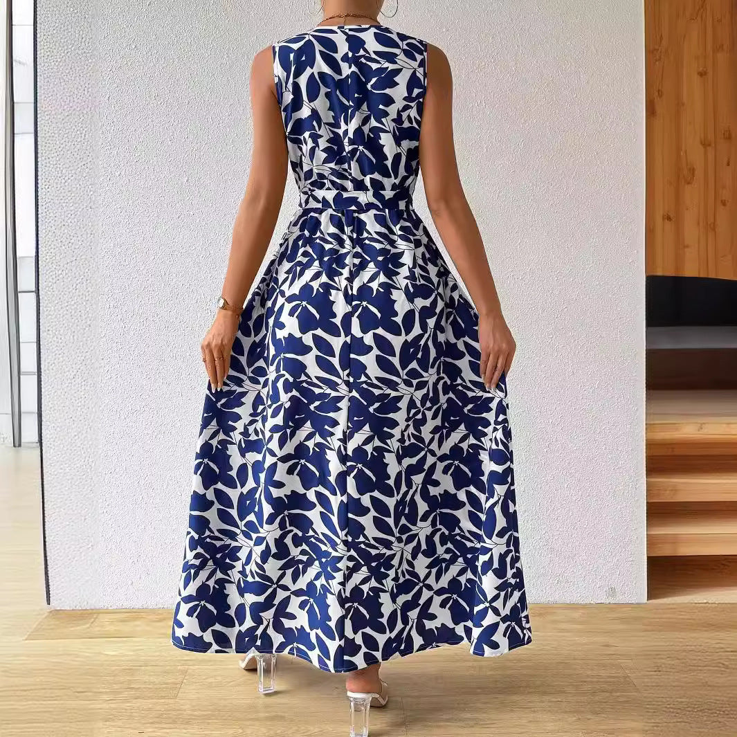 Damen nan Wickel-Maxikleid mit V-Ausschnitt und gR&Bundenem Taillengürtel R&B