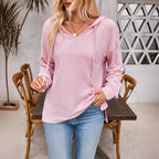 Damen lässiger Sweater mit V-Ausschnitt und Kordelzug R&B