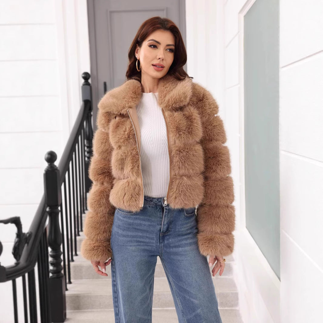 Damen Modischer Kunstpelz-Winterjacke R&B