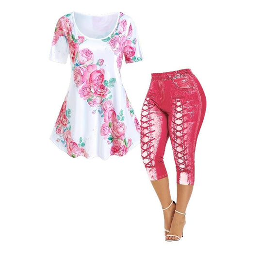 Damen lässiges Tunika-Kleid mit floralem Design und modischem Schnitt R&B