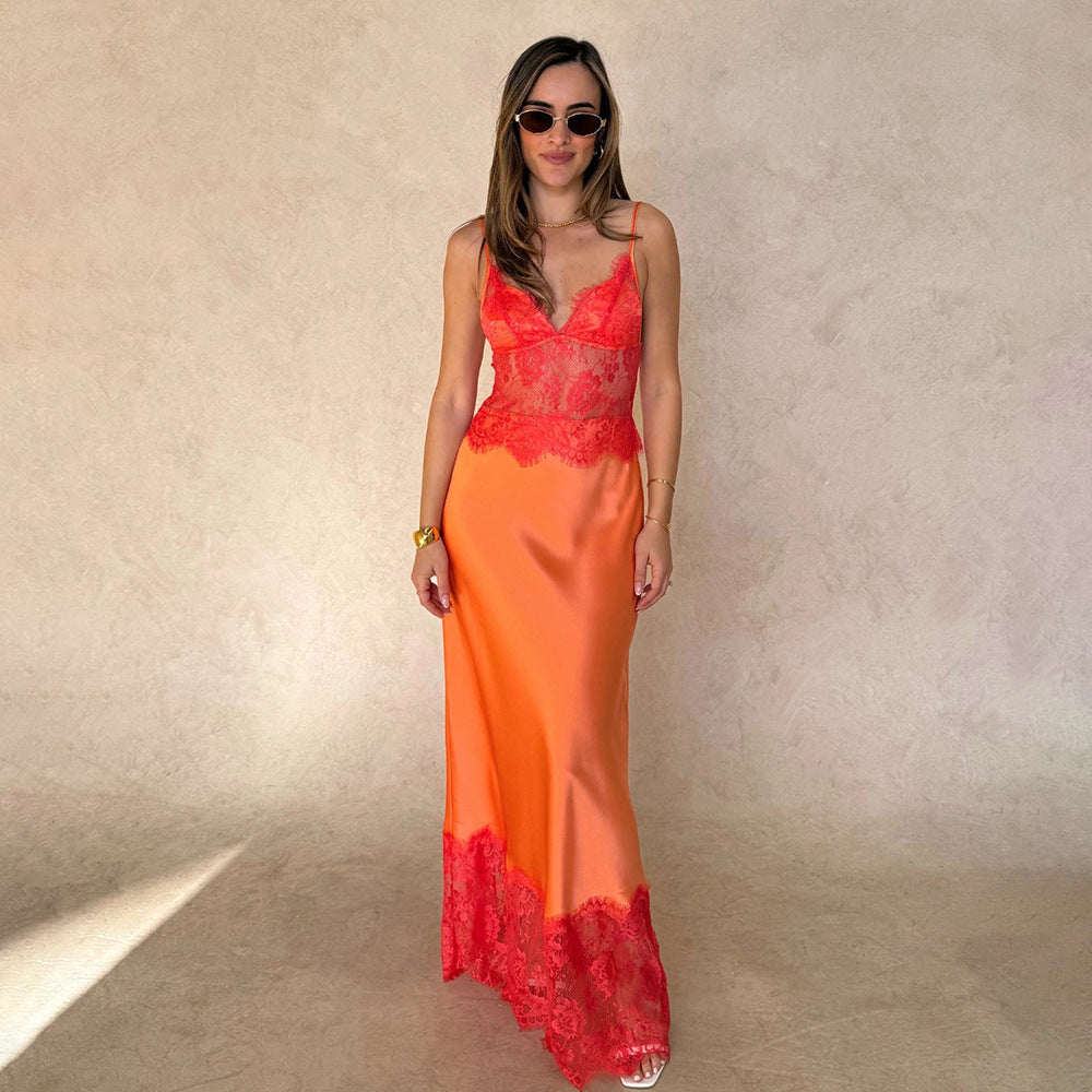 Damen Elegantes und figurbetontes Kleid mit Spitzenoberteil R&B