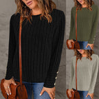 Damen Strukturierter Pullover mit modischen Knöpfen R&B