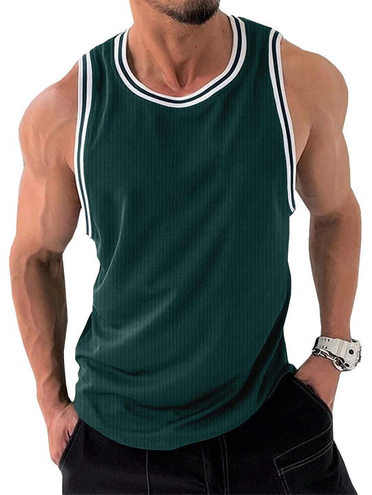 Herren Sportliches ärmelloses Tanktop mit atmungsaktivem Material und modernem Rippendesign R&B