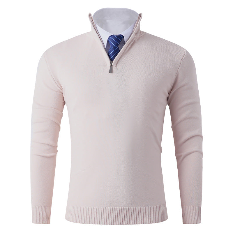 Herren eleganter Stehkragenpullover mit Reißverschluss R&B