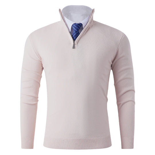 Herren eleganter Stehkragenpullover mit Reißverschluss R&B