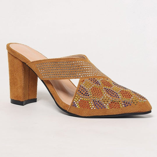 Damen Mules mit funkelnder Dekoration R&B