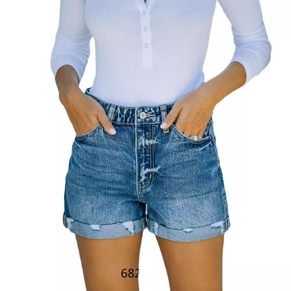 Damen hohe Taille Mom-Jeans im Vintage-Stil R&B