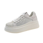 Damen modische Plateau-Sneaker mit atmungsaktivem Mesh-Obermaterial und komfortabler dämpfender Sohle R&B